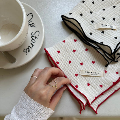 《OUTLET》Heart gauze handkerchief(약 30×30 cm) 더블 거즈 손수건 거즈 코튼 트릭 홀릭