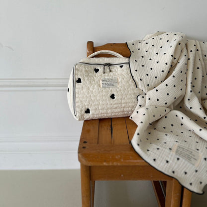 《OUTLET》Heart trunk bag S-size Trunk bag Nubi Heart Embroidered trunk bag Diaper case Diaper bag