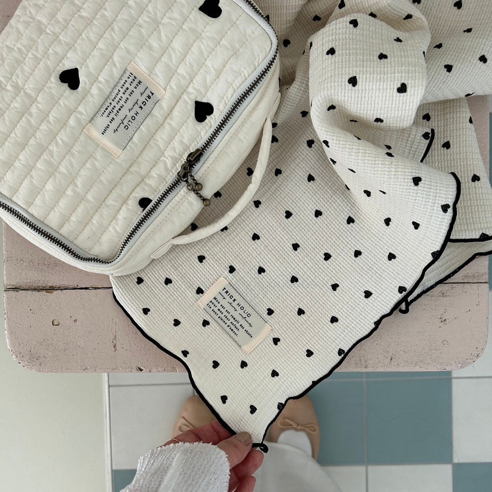 《OUTLET》Heart trunk bag S-size Trunk bag Nubi Heart Embroidered trunk bag Diaper case Diaper bag