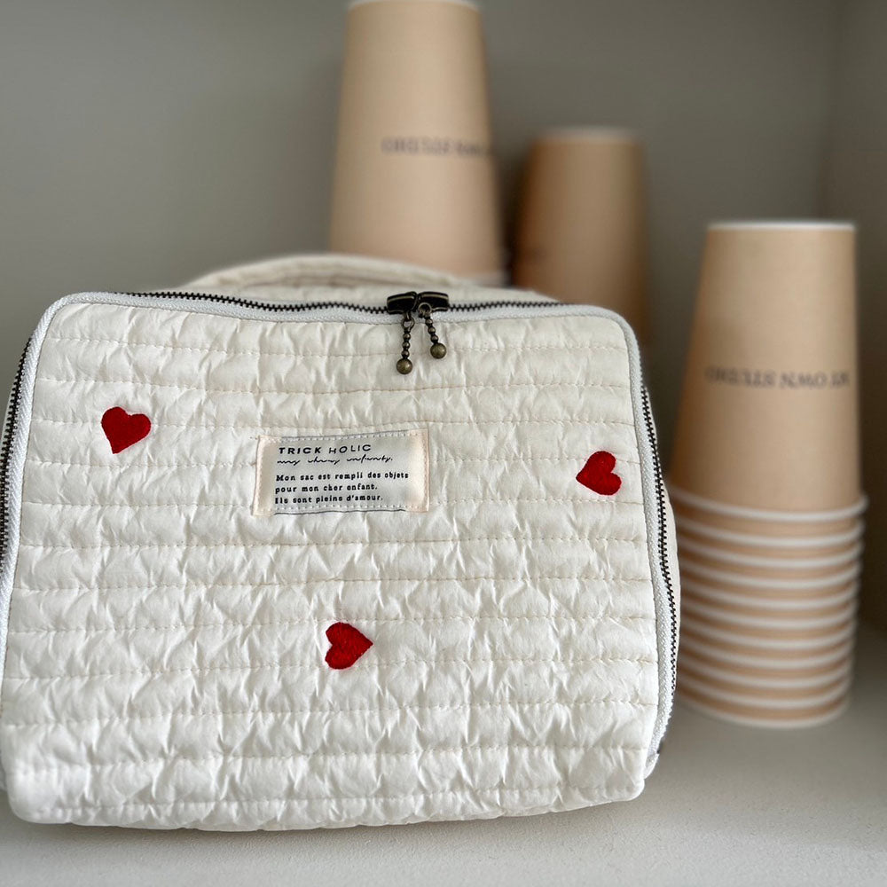 《OUTLET》Heart trunk bag S-size Trunk bag Nubi Heart Embroidered trunk bag Diaper case Diaper bag