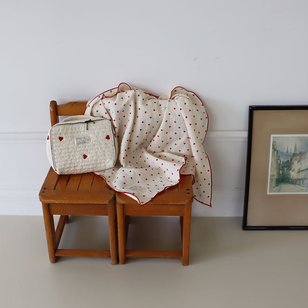 《OUTLET》Heart trunk bag S-size Trunk bag Nubi Heart Embroidered trunk bag Diaper case Diaper bag