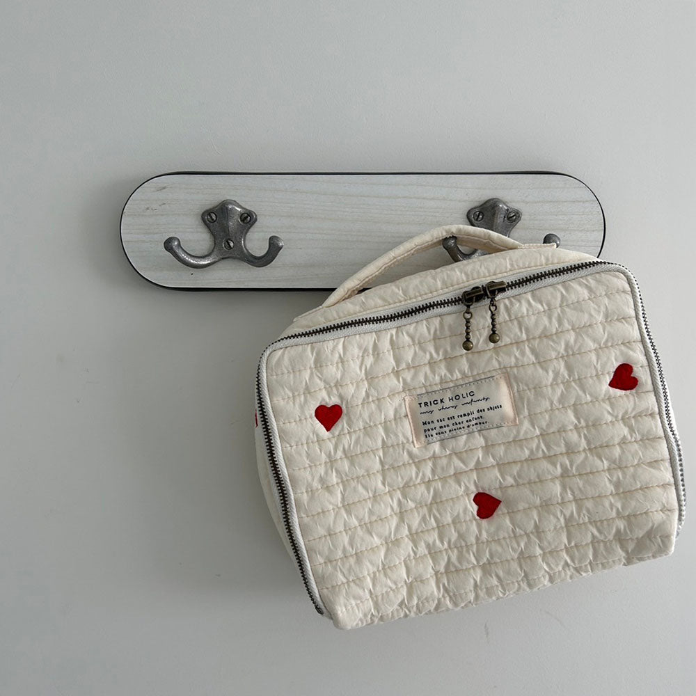 《OUTLET》Heart trunk bag S-size Trunk bag Nubi Heart Embroidered trunk bag Diaper case Diaper bag