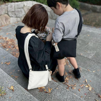 new malrun malrun puff crossbag  ivory / black  (rope fat 付)