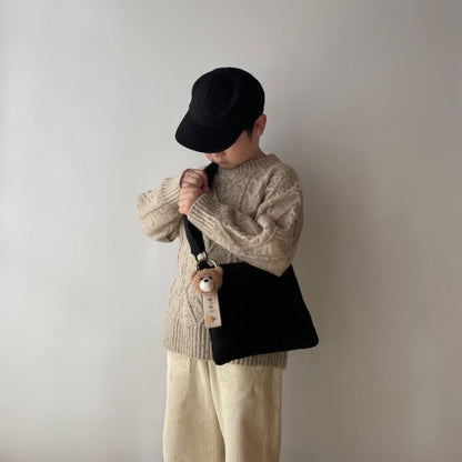 new malrun malrun puff crossbag  ivory / black  (rope fat 付)