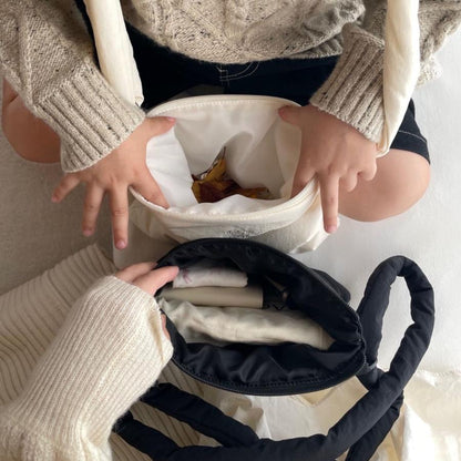 new malrun malrun puff crossbag  ivory / black  (rope fat 付)