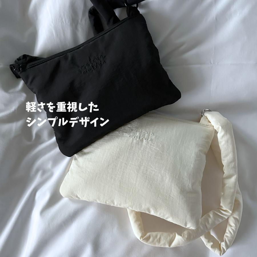 new malrun malrun puff crossbag  ivory / black  (rope fat 付)