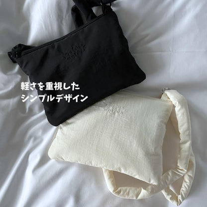 new malrun malrun puff crossbag  ivory / black  (rope fat 付)