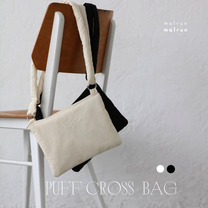 new malrun malrun puff crossbag  ivory / black  (rope fat 付)