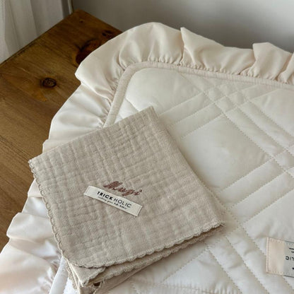 発売 10/14, 20時【名入れ商品10文字まで】gauze handkerchief（約30×30cm）【5点までネコポス可】ガーゼ　ハンカチ　本場韓国製 オリジナルハンカチ
