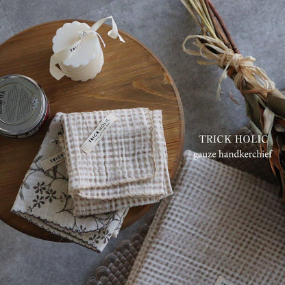 発売 10/14, 20時【名入れ商品10文字まで】gauze handkerchief（約30×30cm）【5点までネコポス可】ガーゼ　ハンカチ　本場韓国製 オリジナルハンカチ