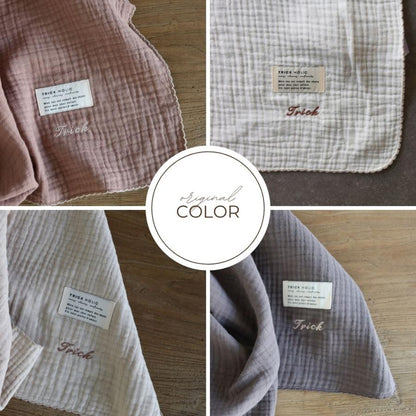 発売 10/14, 20時【名入れ商品10文字】triple gauze  blanket（約100×100cm）（1点までネコポス可）3重ガーゼ　正方形　本場韓国製 オリジナルブランケット