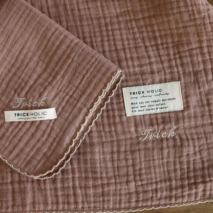 発売 10/14, 20時【名入れ商品10文字】triple gauze  blanket（約100×100cm）（1点までネコポス可）3重ガーゼ　正方形　本場韓国製 オリジナルブランケット