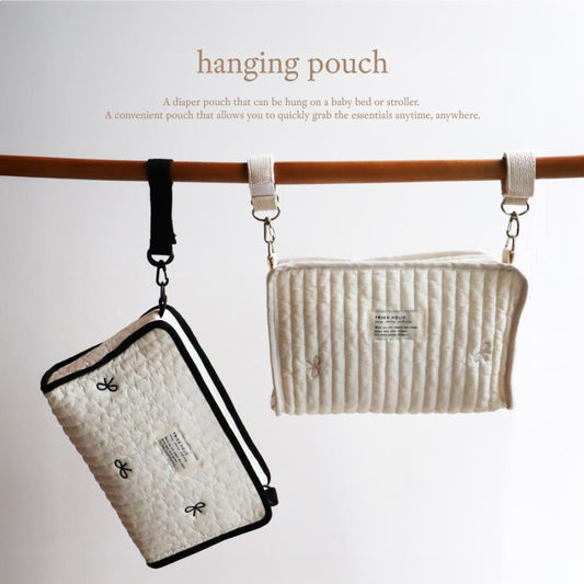 [予約販売 12/24，20時〜12/29] new Hanging pouch おむつポーチ ribbon刺繍（2色）※25年1月下旬頃入荷予定