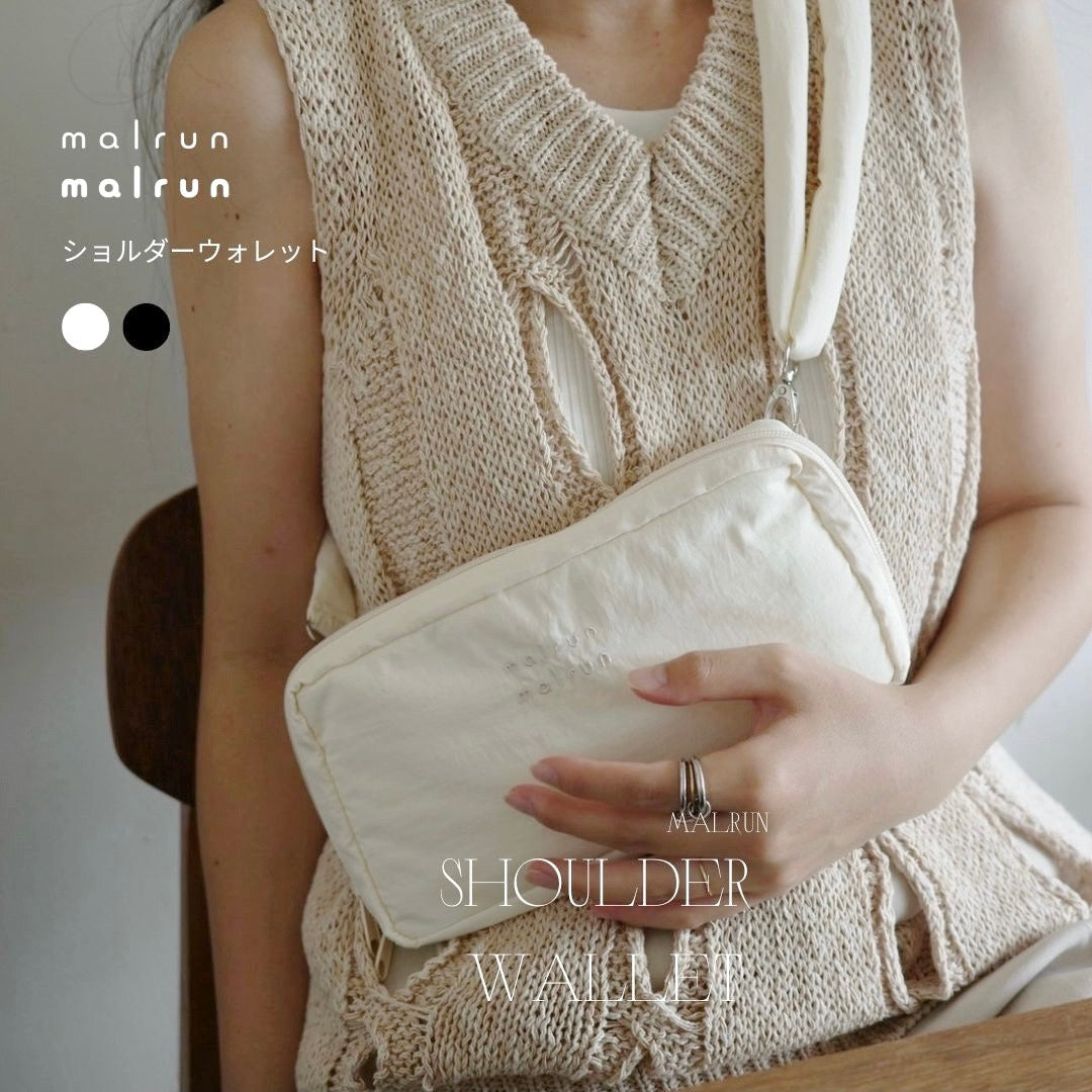 new malrun malrun shoulder wallet ivory / black