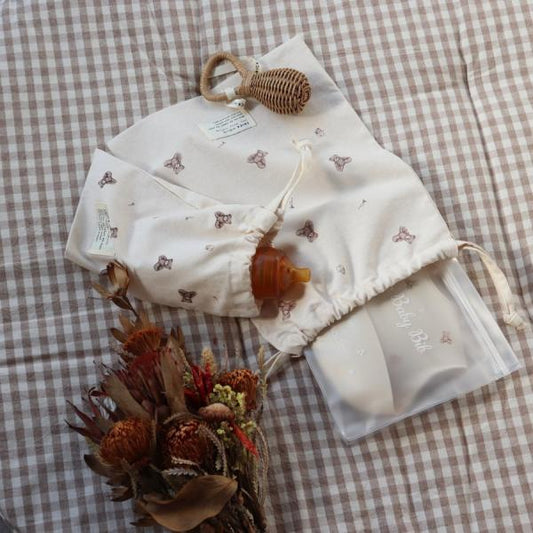 《OUTLET》cotton pouch vintage bear（2枚セット）　※メール便可