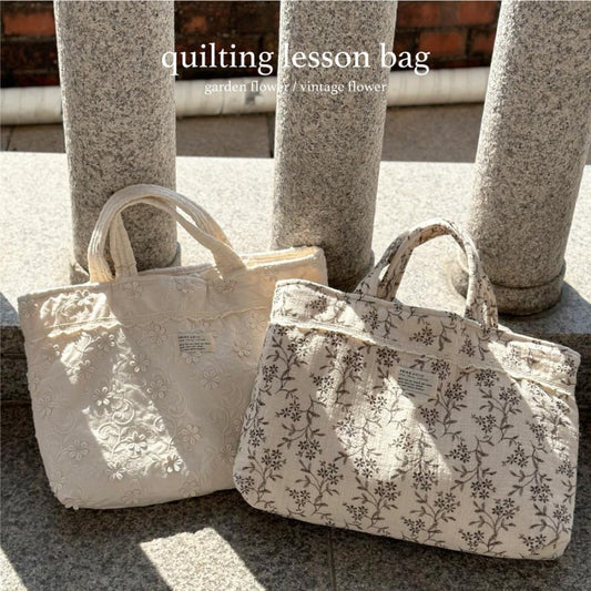 【C品販売会 8/21, 20時～8/24】サンプル品　quilting lesson bag（vintage flower）　C-46