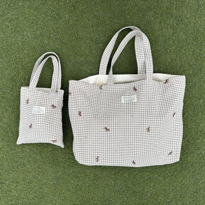【6/4, 20時 再入荷】【1点までネコポス可】new コットンバッグ　馬柄刺繍　本場韓国製 オリジナルトランクバッグ　トリックホリック