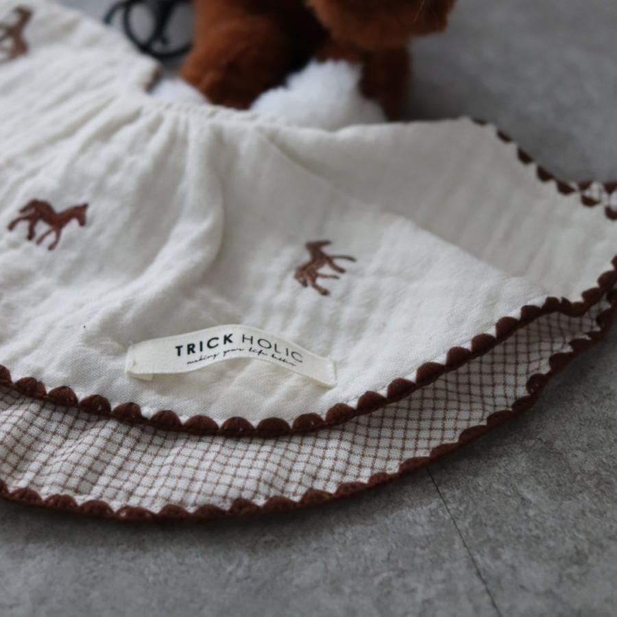 【6/4, 20時 再入荷】【2点までネコポス可】new cotton bib　馬柄刺繍　TRICK HOLICオリジナルデザイン　コットン　スタイ　ビブ　トリックホリック