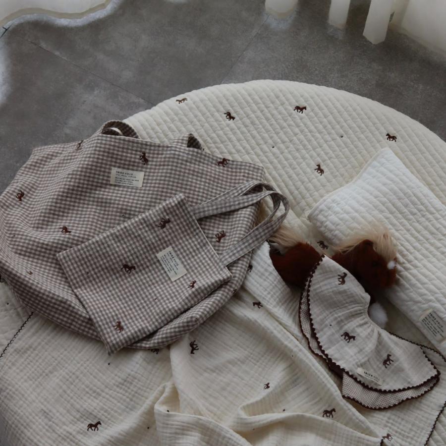 【6/4, 20時 再入荷】【2点までネコポス可】new cotton bib　馬柄刺繍　TRICK HOLICオリジナルデザイン　コットン　スタイ　ビブ　トリックホリック
