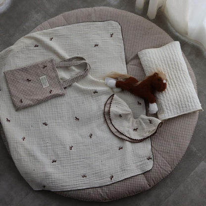 【6/4, 20時 再入荷】【2点までネコポス可】new cotton bib　馬柄刺繍　TRICK HOLICオリジナルデザイン　コットン　スタイ　ビブ　トリックホリック