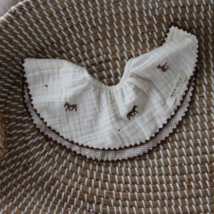【6/4, 20時 再入荷】【2点までネコポス可】new cotton bib　馬柄刺繍　TRICK HOLICオリジナルデザイン　コットン　スタイ　ビブ　トリックホリック