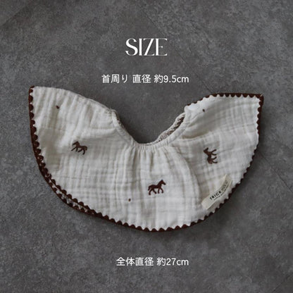 【6/4, 20時 再入荷】【2点までネコポス可】new cotton bib　馬柄刺繍　TRICK HOLICオリジナルデザイン　コットン　スタイ　ビブ　トリックホリック