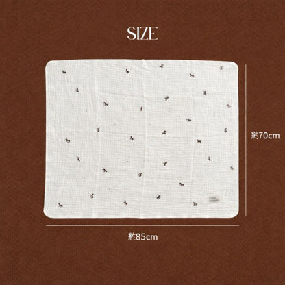 【6月下旬頃再入荷】【1点までネコポス可】new triple gauze  blanket　馬柄刺繍　Sサイズ（約70×85cm）3重ガーゼ　トリプル　本場韓国製 オリジナルブランケット