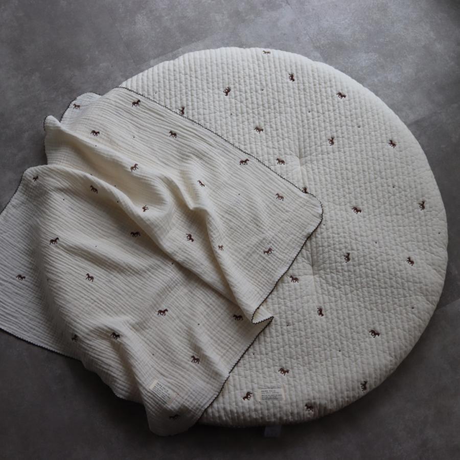 【6月下旬頃再入荷】【1点までネコポス可】new triple gauze  blanket　馬柄刺繍　Sサイズ（約70×85cm）3重ガーゼ　トリプル　本場韓国製 オリジナルブランケット