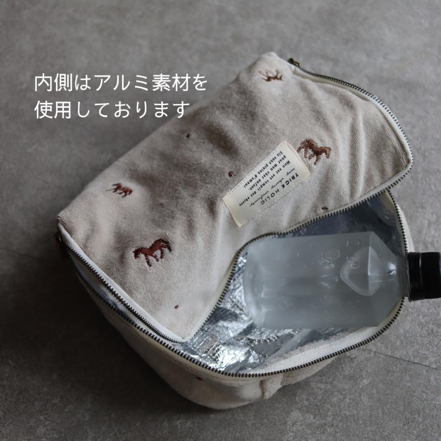 発売 9/5, 20時【1点までネコポス可】new トランクバッグ馬柄刺繍（内側アルミ蒸着素材）Sサイズ　うまおむつケース　おむつバッグ　トリックホリックオリジナル