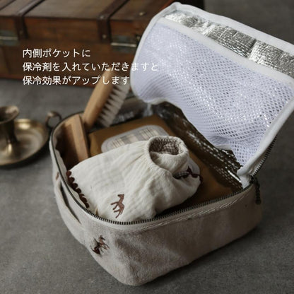 発売 9/5, 20時【1点までネコポス可】new トランクバッグ馬柄刺繍（内側アルミ蒸着素材）Sサイズ　うまおむつケース　おむつバッグ　トリックホリックオリジナル