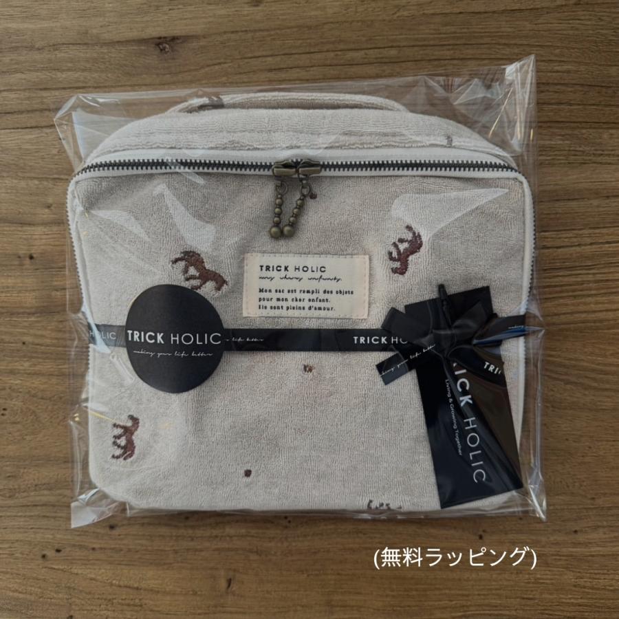発売 9/5, 20時【1点までネコポス可】new トランクバッグ馬柄刺繍（内側アルミ蒸着素材）Sサイズ　うまおむつケース　おむつバッグ　トリックホリックオリジナル