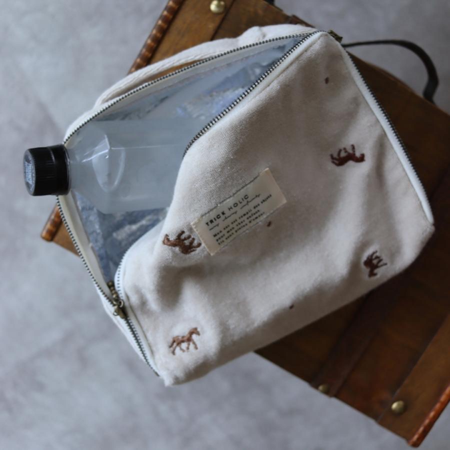 発売 9/5, 20時【1点までネコポス可】new トランクバッグ馬柄刺繍（内側アルミ蒸着素材）Sサイズ　うまおむつケース　おむつバッグ　トリックホリックオリジナル