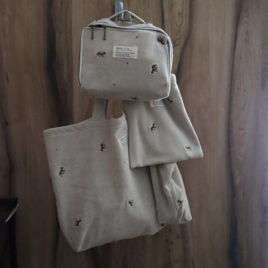 発売 9/5, 20時【1点までネコポス可】new トランクバッグ馬柄刺繍（内側アルミ蒸着素材）Sサイズ　うまおむつケース　おむつバッグ　トリックホリックオリジナル