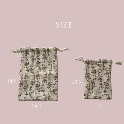 《OUTLET》cotton pouch garden flower, vintage flower　※メール便可