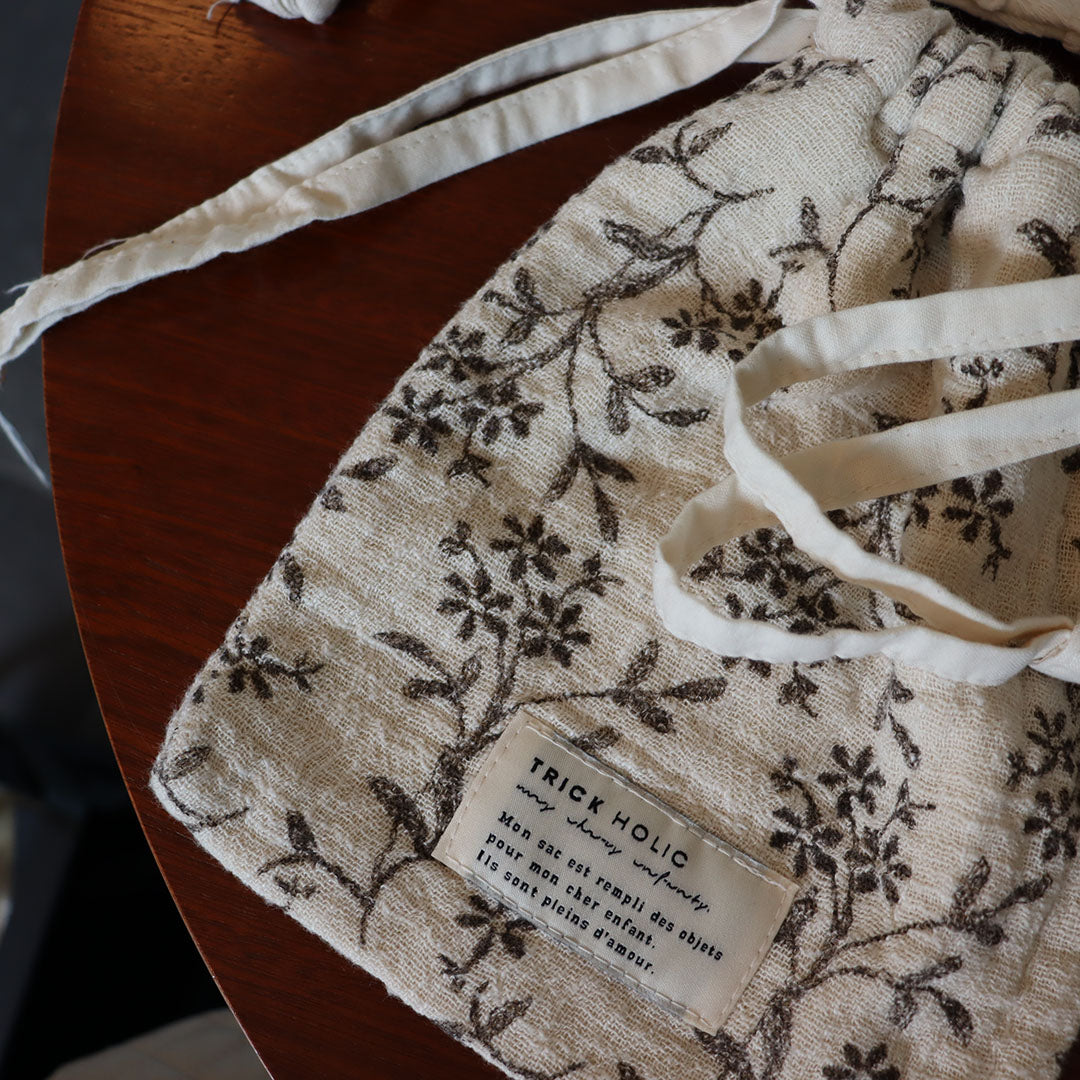 《OUTLET》cotton pouch garden flower, vintage flower　※メール便可