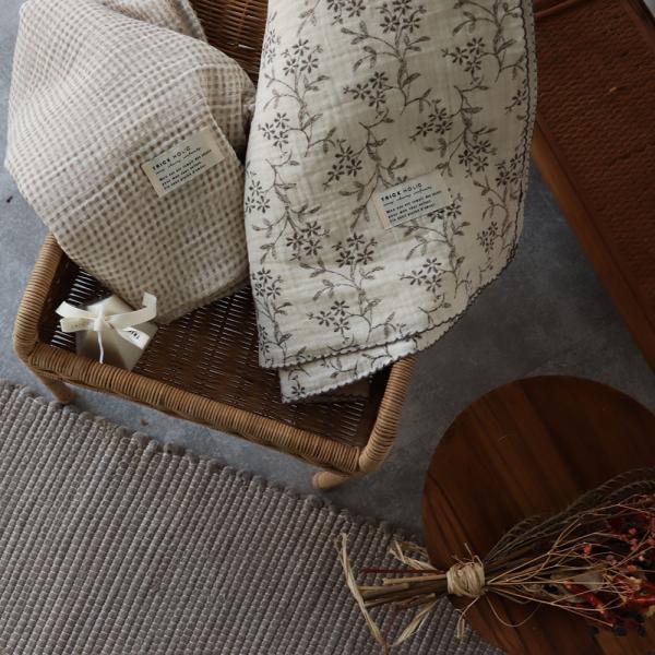 《OUTLET》4-ply gauze vintage flower pico race blanket L-size approx. 140×85cm Gauze Vintage Trickholic