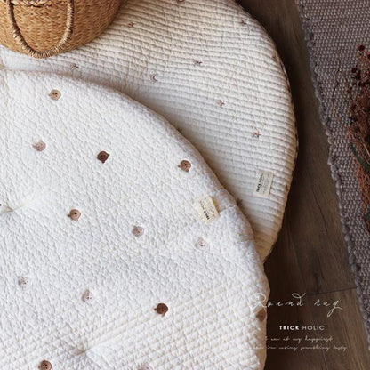 《OUTLET》プレミアムイブル 星と月の刺繍/くまの刺繍/レモンの刺繍 ラウンドマット