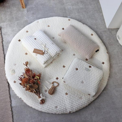 《OUTLET》プレミアムイブル 星と月の刺繍/くまの刺繍/レモンの刺繍 ラウンドマット
