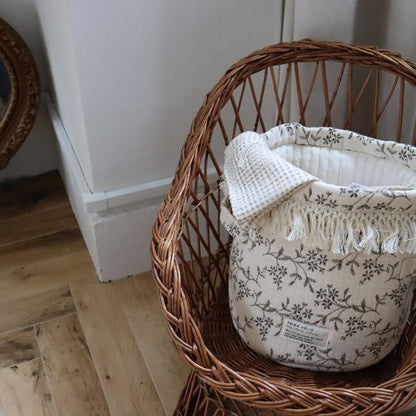 《OUTLET》cotton basket -vintage flower / garden flower -