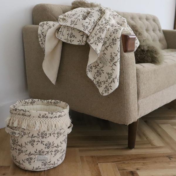 《OUTLET》cotton basket -vintage flower / garden flower -