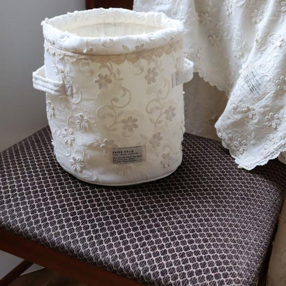 《OUTLET》cotton basket -vintage flower / garden flower -