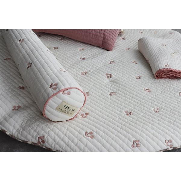 mini bolster cushion - cherry embroidery -